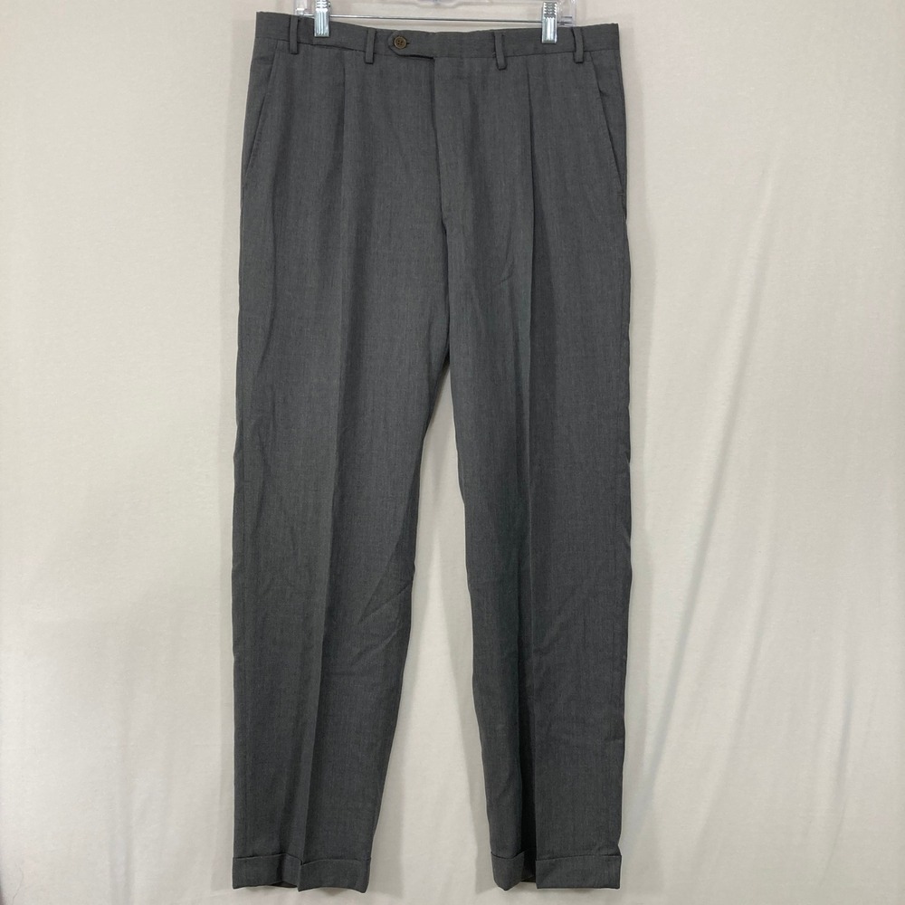 CANALI Dress Pants Mens 36 Gray Wool Pleated Trousers Made in Italy Luxury